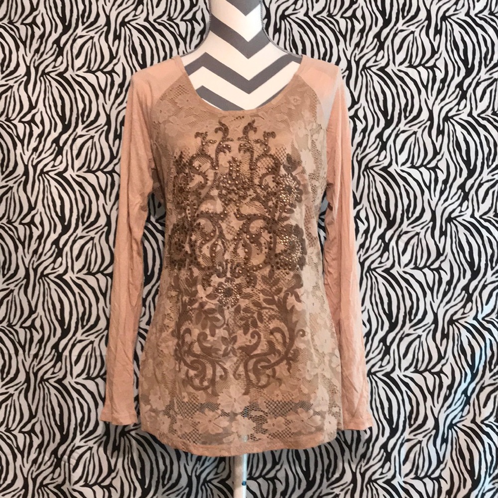 NWT Daytrip Long Sleeve Lace Studded Shirt